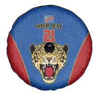 DR Congo Football Custom Spare Tire Cover Blue Leopard Skin Pattern - Wonder Print Shop