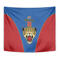 DR Congo Football Custom Tapestry Blue Leopard Skin Pattern - Wonder Print Shop