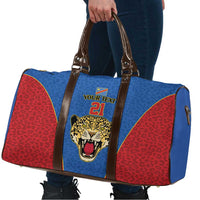 Africa DR Congo Football Custom Travel Bag Blue Leopard Skin Pattern