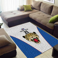 DR Congo Football Custom Area Rug White Leopard Skin Pattern - Wonder Print Shop