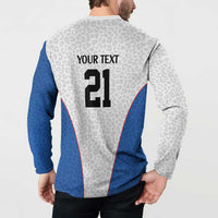 DR Congo Football Custom Button Sweatshirt White Leopard Skin Pattern - Wonder Print Shop