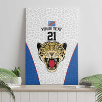 DR Congo Football Custom Canvas Wall Art White Leopard Skin Pattern - Wonder Print Shop