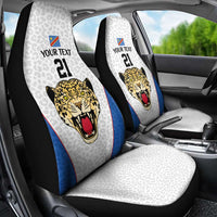 DR Congo Football Custom Car Seat Cover White Leopard Skin Pattern - Wonder Print Shop