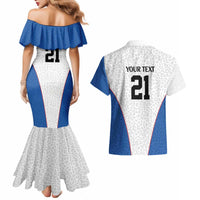 DR Congo Football Custom Couples Matching Mermaid Dress and Hawaiian Shirt White Leopard Skin Pattern - Wonder Print Shop