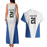 DR Congo Football Custom Couples Matching Tank Maxi Dress and Hawaiian Shirt White Leopard Skin Pattern - Wonder Print Shop