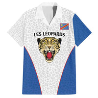 DR Congo Football Custom Family Matching Long Sleeve Bodycon Dress and Hawaiian Shirt White Leopard Skin Pattern - Wonder Print Shop