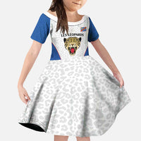 DR Congo Football Custom Family Matching Off Shoulder Maxi Dress and Hawaiian Shirt White Leopard Skin Pattern - Wonder Print Shop