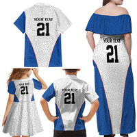 DR Congo Football Custom Family Matching Off Shoulder Maxi Dress and Hawaiian Shirt White Leopard Skin Pattern - Wonder Print Shop