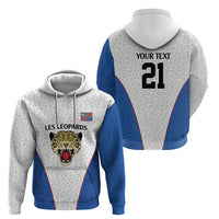 DR Congo Football Custom Hoodie White Leopard Skin Pattern - Wonder Print Shop