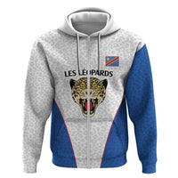 DR Congo Football Custom Hoodie White Leopard Skin Pattern - Wonder Print Shop