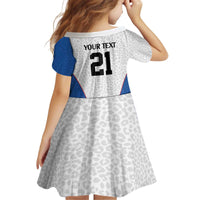 DR Congo Football Custom Kid Short Sleeve Dress White Leopard Skin Pattern - Wonder Print Shop