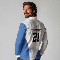 DR Congo Football Custom Long Sleeve Polo Shirt White Leopard Skin Pattern - Wonder Print Shop