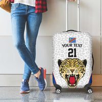 DR Congo Football Custom Luggage Cover White Leopard Skin Pattern - Wonder Print Shop