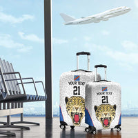DR Congo Football Custom Luggage Cover White Leopard Skin Pattern - Wonder Print Shop