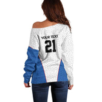 DR Congo Football Custom Off Shoulder Sweater White Leopard Skin Pattern - Wonder Print Shop