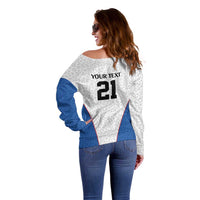 DR Congo Football Custom Off Shoulder Sweater White Leopard Skin Pattern - Wonder Print Shop
