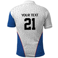 DR Congo Football Custom Polo Shirt White Leopard Skin Pattern - Wonder Print Shop
