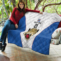 DR Congo Football Custom Quilt White Leopard Skin Pattern - Wonder Print Shop
