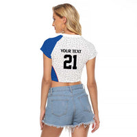 DR Congo Football Custom Raglan Cropped T Shirt White Leopard Skin Pattern - Wonder Print Shop