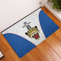 DR Congo Football Custom Rubber Doormat White Leopard Skin Pattern - Wonder Print Shop
