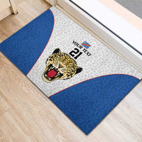 DR Congo Football Custom Rubber Doormat White Leopard Skin Pattern - Wonder Print Shop