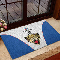DR Congo Football Custom Rubber Doormat White Leopard Skin Pattern - Wonder Print Shop