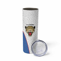DR Congo Football Custom Skinny Tumbler White Leopard Skin Pattern - Wonder Print Shop