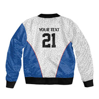 DR Congo Football Custom Sleeve Zip Bomber Jacket White Leopard Skin Pattern - Wonder Print Shop