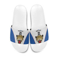 Africa DR Congo Football Custom Slide Sandals White Leopard Skin Pattern