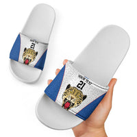 Africa DR Congo Football Custom Slide Sandals White Leopard Skin Pattern