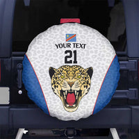 DR Congo Football Custom Spare Tire Cover White Leopard Skin Pattern - Wonder Print Shop