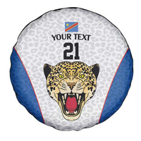 DR Congo Football Custom Spare Tire Cover White Leopard Skin Pattern - Wonder Print Shop