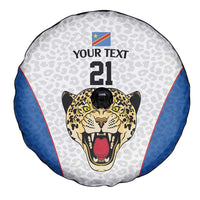 DR Congo Football Custom Spare Tire Cover White Leopard Skin Pattern - Wonder Print Shop