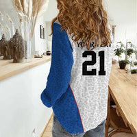 DR Congo Football Custom Women Casual Shirt White Leopard Skin Pattern - Wonder Print Shop