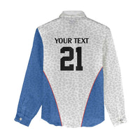 DR Congo Football Custom Women Casual Shirt White Leopard Skin Pattern - Wonder Print Shop