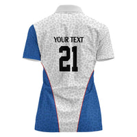 DR Congo Football Custom Women Polo Shirt White Leopard Skin Pattern - Wonder Print Shop