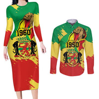 Republic of The Congo Independence Day Personalized Couples Matching Long Sleeve Bodycon Dress and Long Sleeve Button Shirt Congo-Brazzaville Since 1960 - Wonder Print Shop