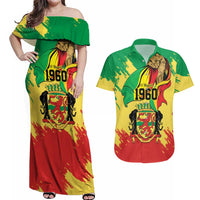 Republic of The Congo Independence Day Personalized Couples Matching Off Shoulder Maxi Dress and Hawaiian Shirt Congo-Brazzaville Since 1960 - Wonder Print Shop