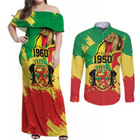 Republic of The Congo Independence Day Personalized Couples Matching Off Shoulder Maxi Dress and Long Sleeve Button Shirt Congo-Brazzaville Since 1960 - Wonder Print Shop