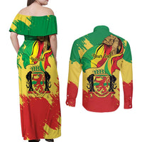 Republic of The Congo Independence Day Personalized Couples Matching Off Shoulder Maxi Dress and Long Sleeve Button Shirt Congo-Brazzaville Since 1960 - Wonder Print Shop
