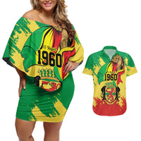 Republic of The Congo Independence Day Personalized Couples Matching Off Shoulder Short Dress and Hawaiian Shirt Congo-Brazzaville Since 1960 - Wonder Print Shop