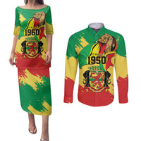 Republic of The Congo Independence Day Personalized Couples Matching Puletasi and Long Sleeve Button Shirt Congo-Brazzaville Since 1960 - Wonder Print Shop