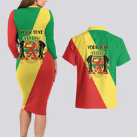 Republic of The Congo Personalized Couples Matching Long Sleeve Bodycon Dress and Hawaiian Shirt Simple Flag Style - Wonder Print Shop