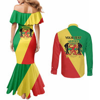 Republic of The Congo Personalized Couples Matching Mermaid Dress and Long Sleeve Button Shirt Simple Flag Style - Wonder Print Shop