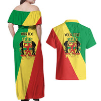 Republic of The Congo Personalized Couples Matching Off Shoulder Maxi Dress and Hawaiian Shirt Simple Flag Style - Wonder Print Shop