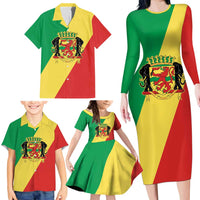 Republic of The Congo Personalized Family Matching Long Sleeve Bodycon Dress and Hawaiian Shirt Simple Flag Style - Wonder Print Shop