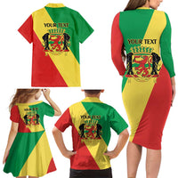 Republic of The Congo Personalized Family Matching Long Sleeve Bodycon Dress and Hawaiian Shirt Simple Flag Style - Wonder Print Shop
