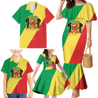 Republic of The Congo Personalized Family Matching Mermaid Dress and Hawaiian Shirt Simple Flag Style - Wonder Print Shop