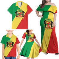 Republic of The Congo Personalized Family Matching Off Shoulder Maxi Dress and Hawaiian Shirt Simple Flag Style - Wonder Print Shop