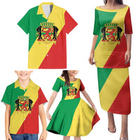 Republic of The Congo Personalized Family Matching Puletasi and Hawaiian Shirt Simple Flag Style - Wonder Print Shop